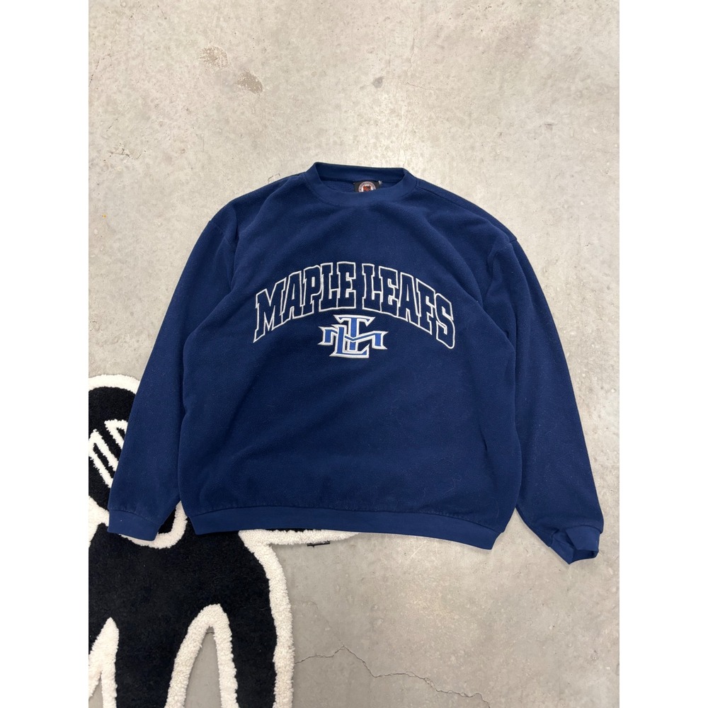 Vintage NHL Toronto Maple Leafs Fleece Sweatshirt Navy Blue Crew Neck Large